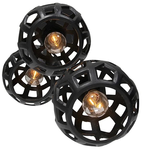 Ipari lógólámpa fekete kerek 3-lámpás - Bobby