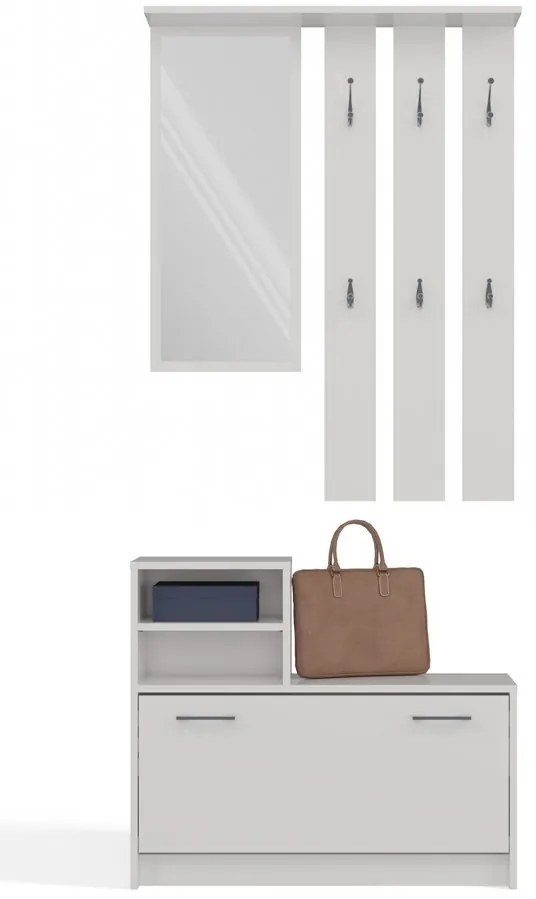 Drohmo GAR előszobafal, 85x180x24 cm, fehér