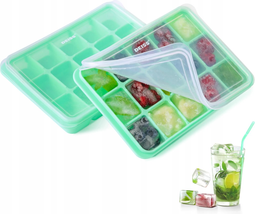 Deiss Pro Szilikon jégkocka forma nagy méretű jégkockákhoz, jégkockatartó, 2 db-os szett