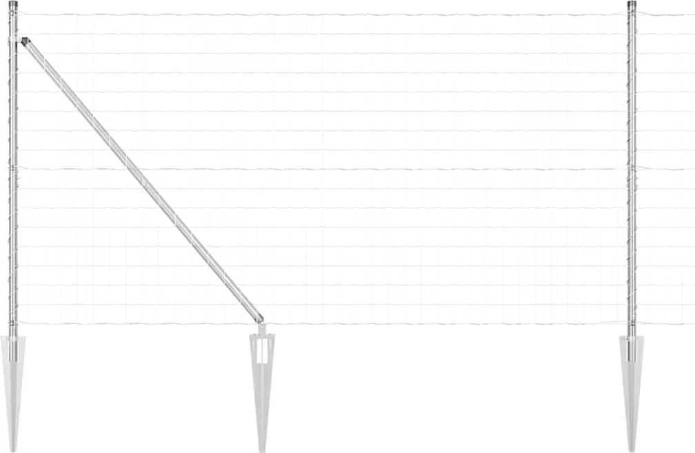 vidaXL Kerítés oszlopokkal Ezüst 1,2 x 10 m Acél