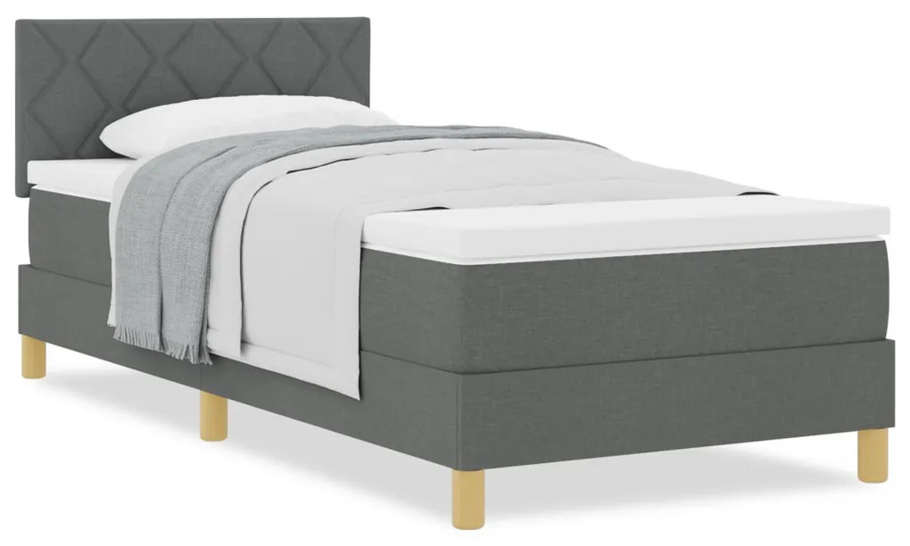 Box Spring Ágy Matraccal Sötét Szürke 100x200 cm Textil