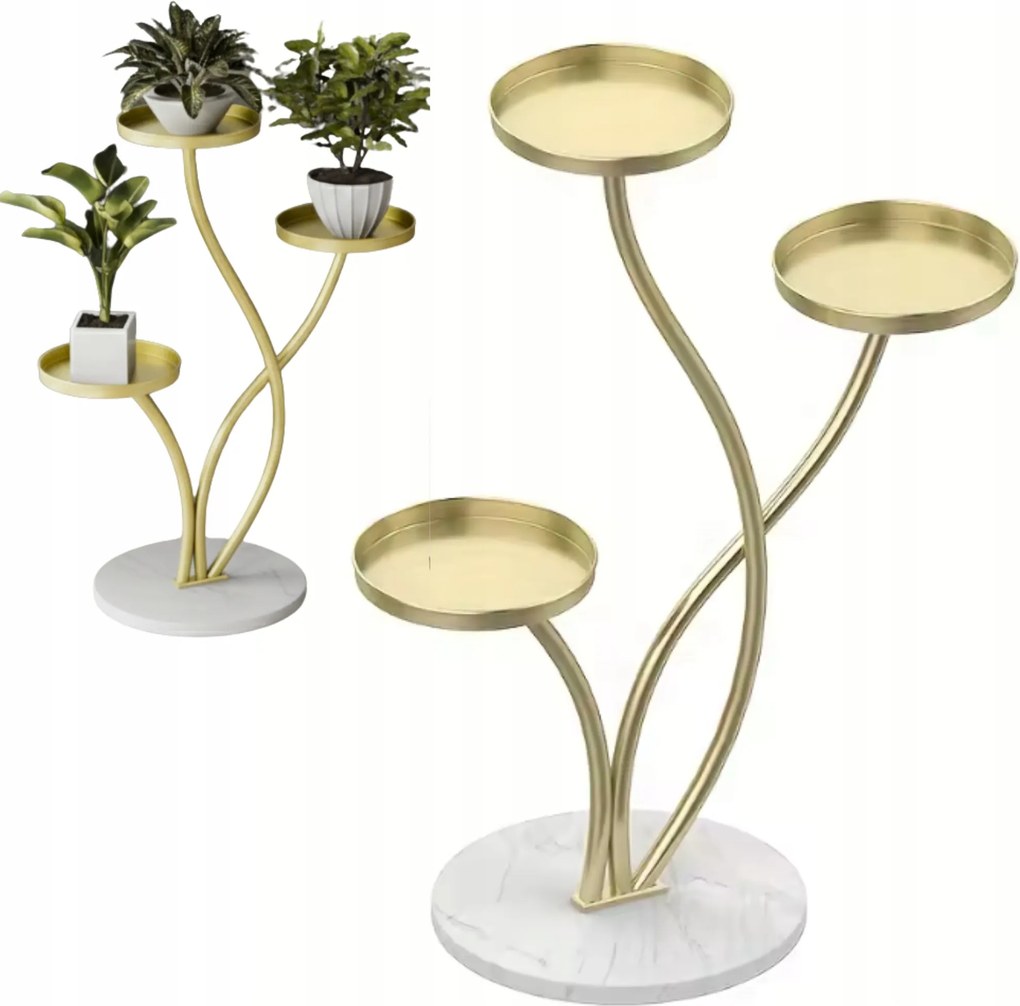 Virágágyás Állvány Fém Kő Alap Loft Növények Arany 77,5cm