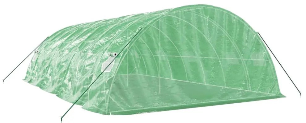 zöld acélvázas melegház 40 m² 8 x 5 x 2,3 m