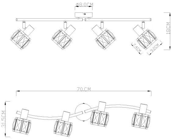 Globo 54356-4 - Spotlámpa KRIS 4xE14/40W/230V