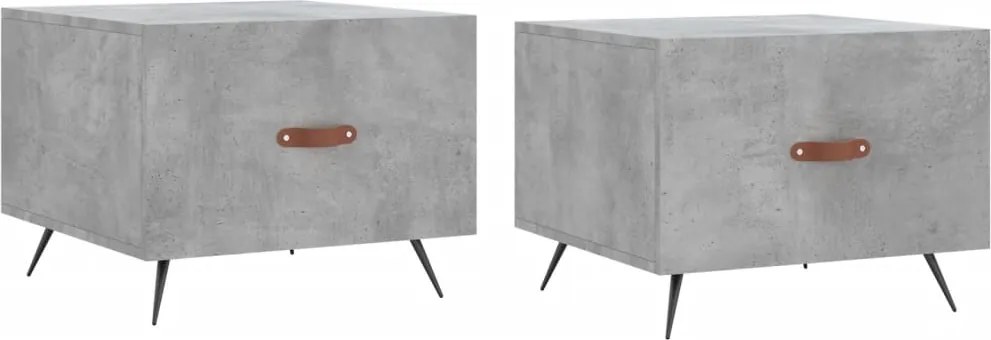 vidaXL 2 db betonszürke szerelt fa dohányzóasztal 50 x 50 x 40 cm
