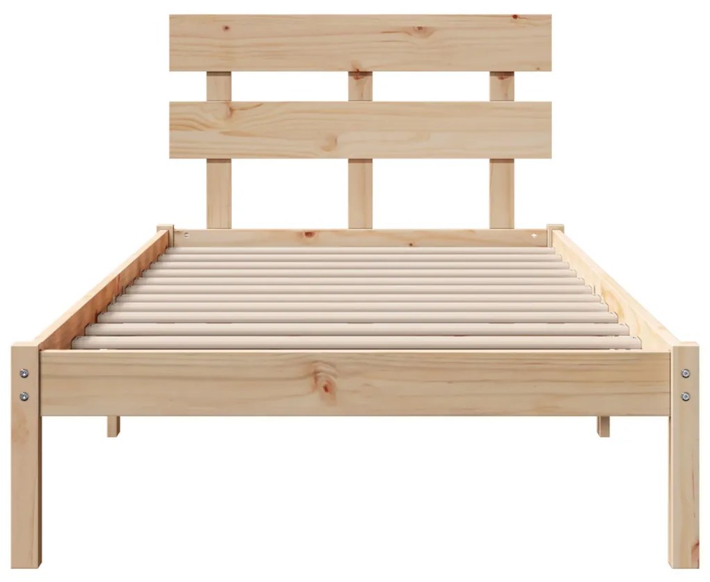 vidaXL Ágykeret fejtámlával Barna 90 x 190 cm Tömör fenyőfa