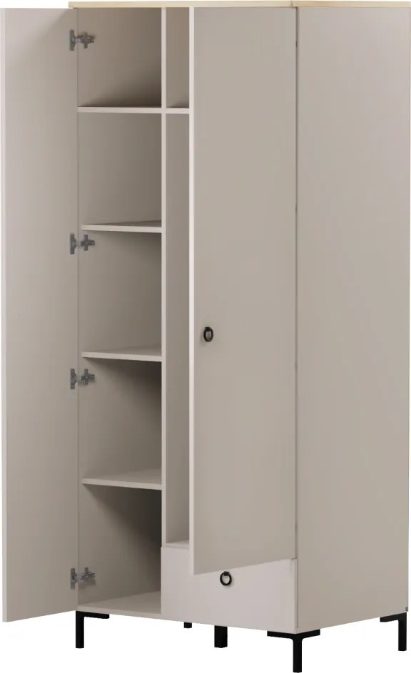 Szekrény, szürkésbarna Taupe/silverjack tölgy, DOMCA 2D1S