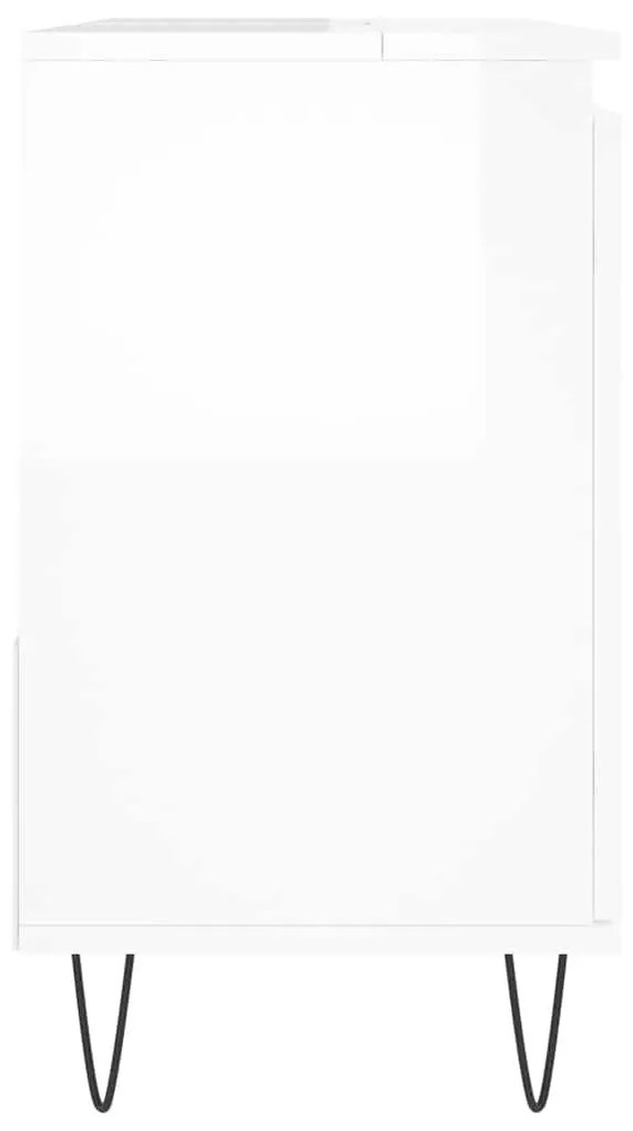 magasfényű fehér szerelt fa fürdőszobaszekrény 65 x 33 x 60 cm