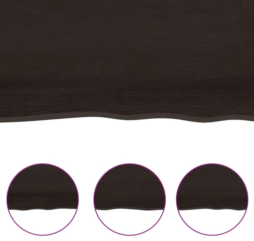 sötétbarna kezelt tömör tölgyfa asztallap 60x40x(2-6) cm