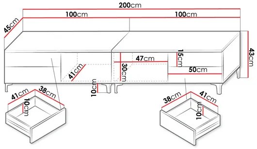 TV asztal szett (2 db.) Clea XI W Double (fehér + fényes fehér) (kék LED világítással). 1106201