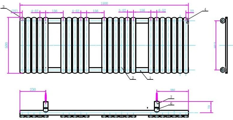 AREZZO design FLAT WHITE 1500x500 törölközőszárítós radiátor AR-FW15050