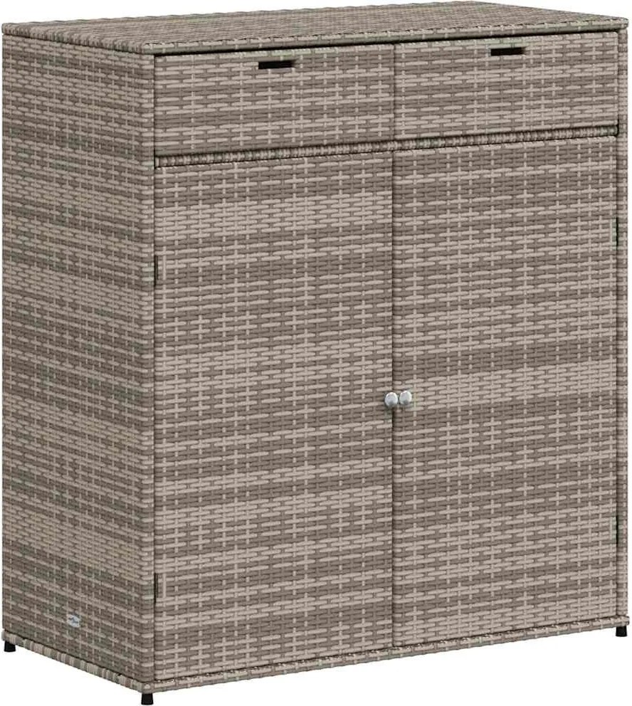 vidaXL szürke polyrattan kerti tárolószekrény 105 x 55 x 113 cm