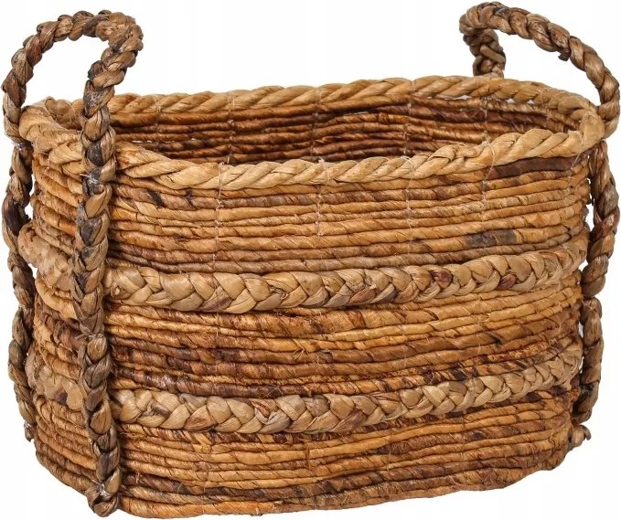 Ovális boho kosár banánlevélből 30x20 cm, tároló fogantyúkkal