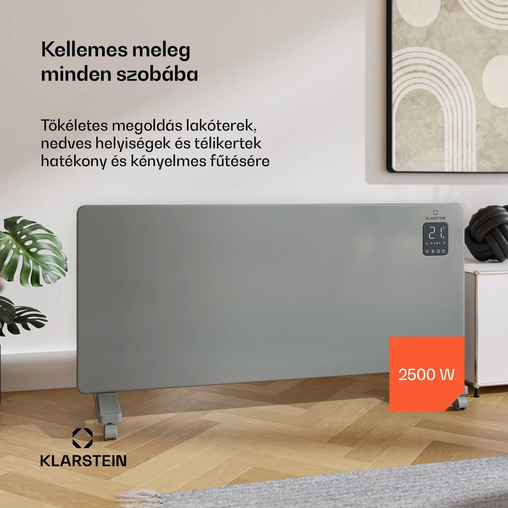 Klarstein Bansin Smart 2500 konvektoros hősugárzó, 2500 W, Alkalmazás, 5- 50 °C, LED kijelző, Érintőképernyő