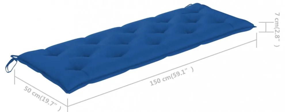 kék oxford szövet kerti padpárna 150 x 50 x 7 cm