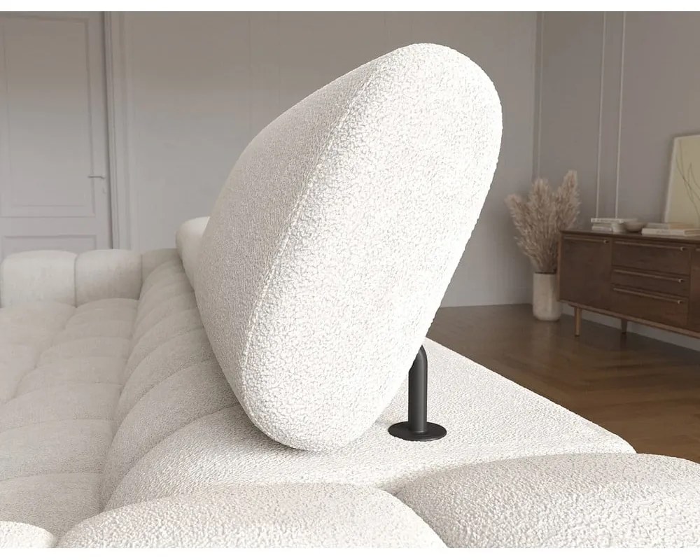 Krémszínű buklé kinyitható-tárolóhelyes sarokkanapé (jobb oldali-heverő résszel) Felro – ELTAP