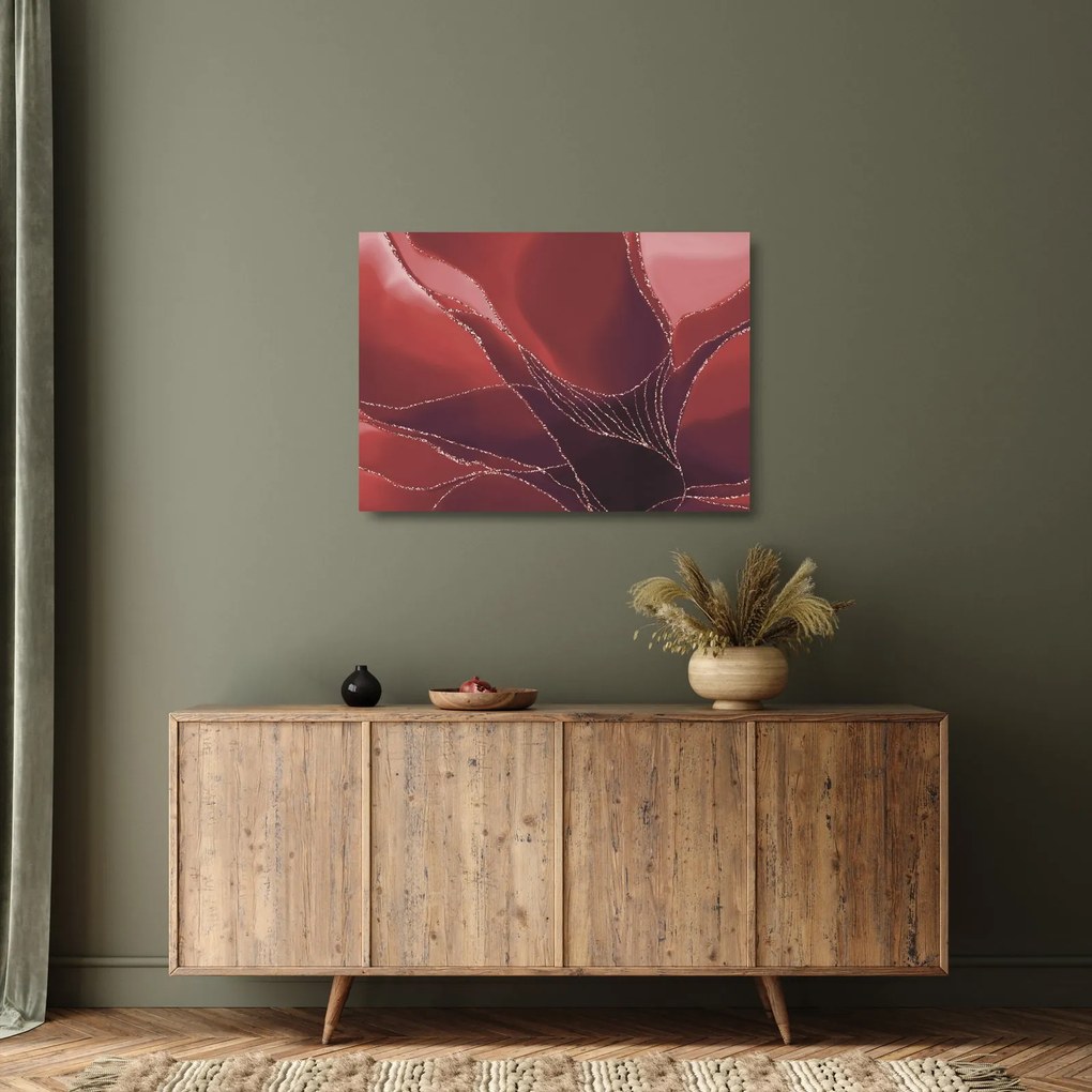 Üveg kép - Piros absztrakt virág N⁰2 (70x50 cm)
