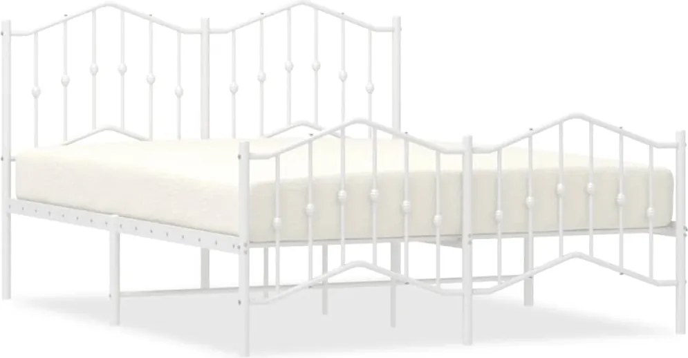 vidaXL fehér fém ágykeret fej- és lábtámlával 135 x 190 cm