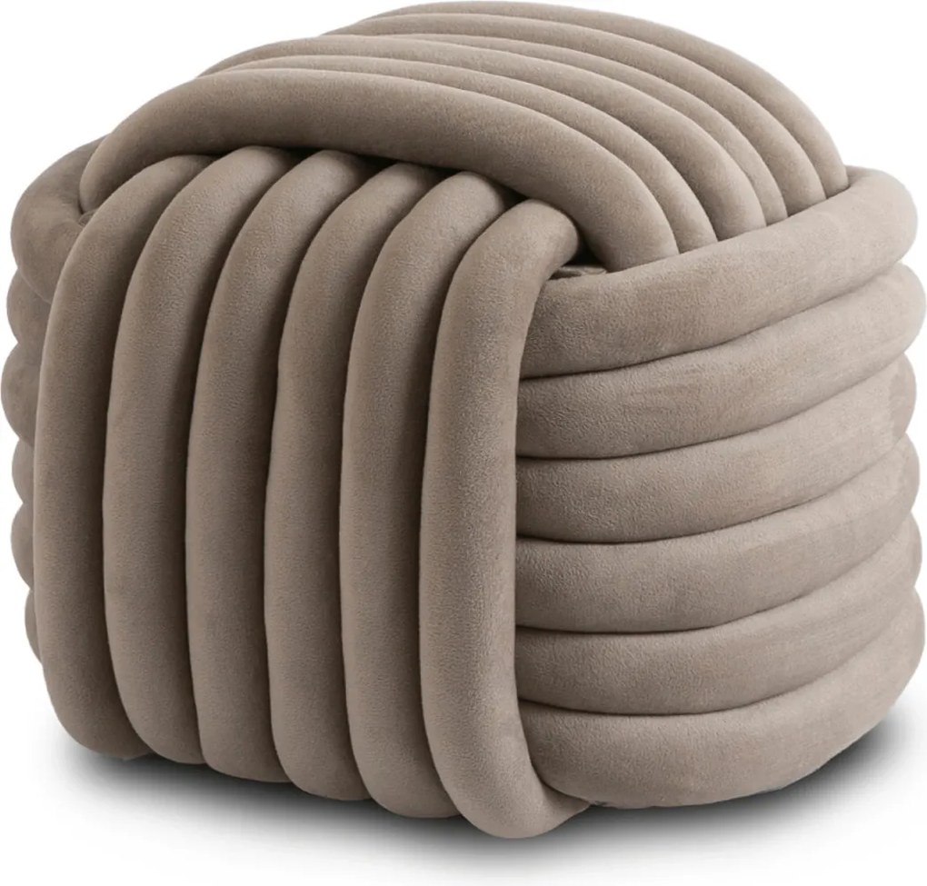 Fonott puff bézs színben, bársony kárpittal, MAGMA