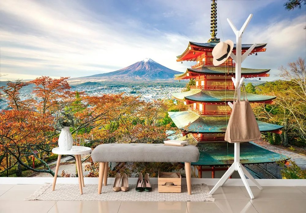 Öntapadó fotótapéta kilátással a Chureito pagodára és a Fuji-hegyre