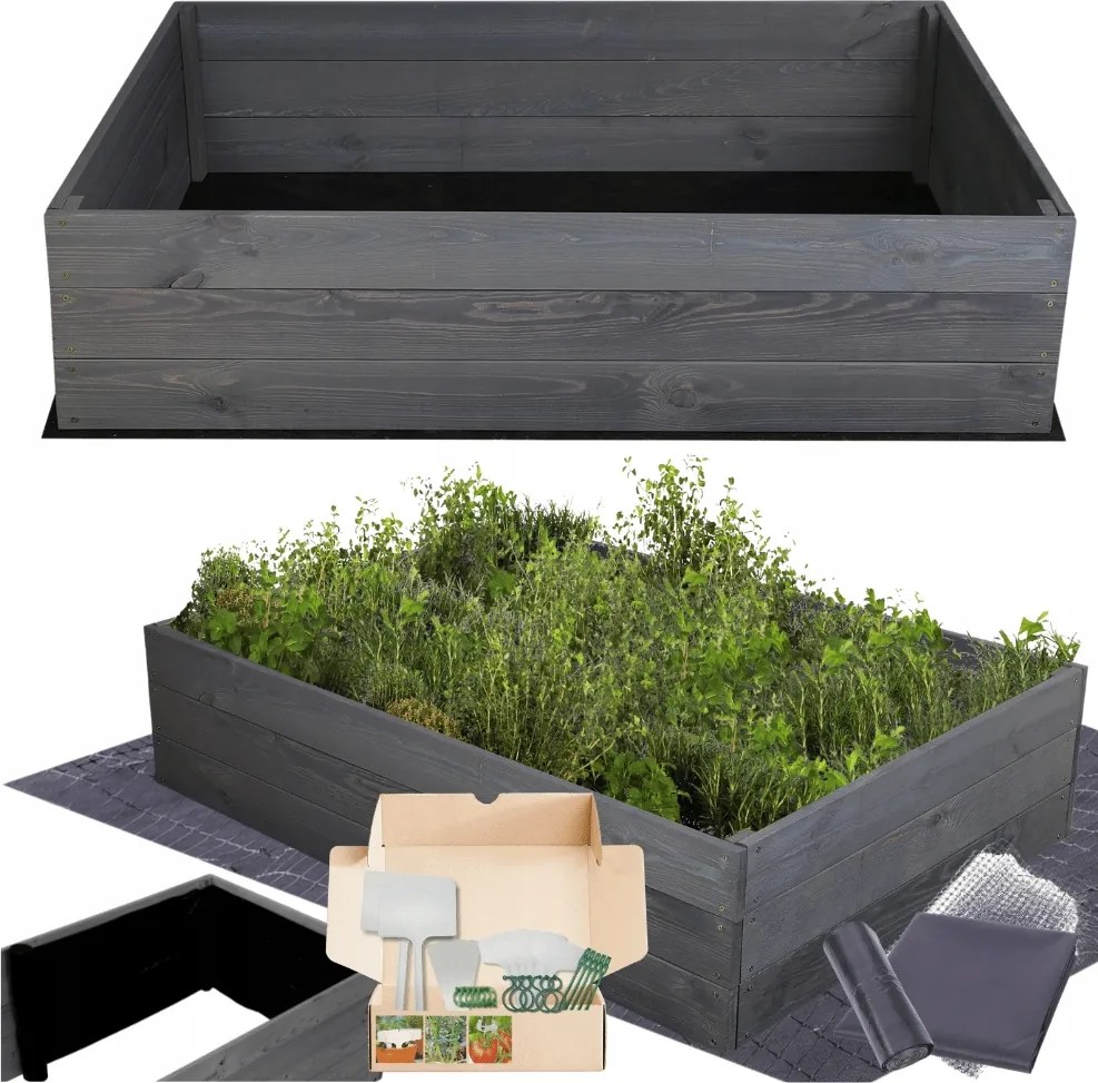 Ágyás magasított impregnáló láda zöldséges láda virágtartó 27x120x90