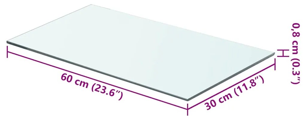 2 db átlátszó üveg paneles polc 60 x 30 cm