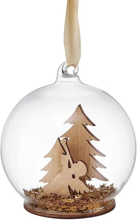 HANG ON üveg karácsonyfadísz, gömb fa dekorációval