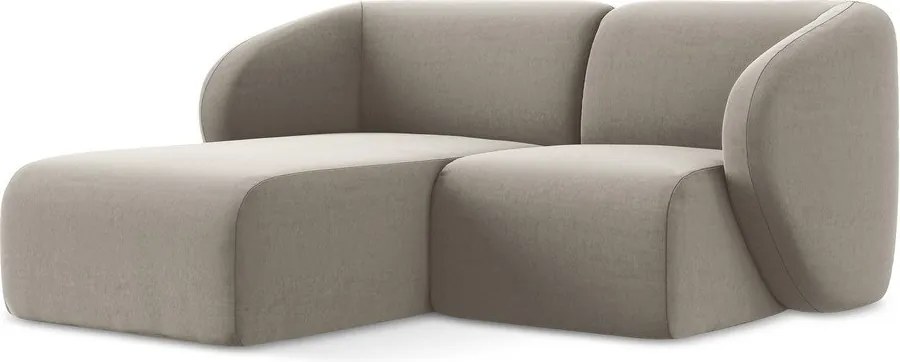 Világosbarna bársony sarokkanapé (bal oldali-heverő résszel) Lani – Makamii