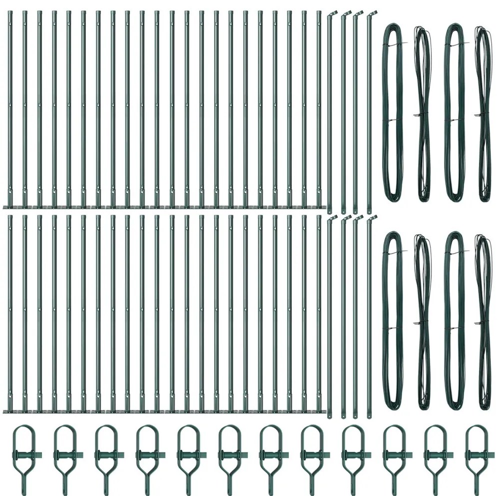 Kerítésoszlopok 52 db Zöld Porszórt acél 3.2 x 3.2 x 90 cm
