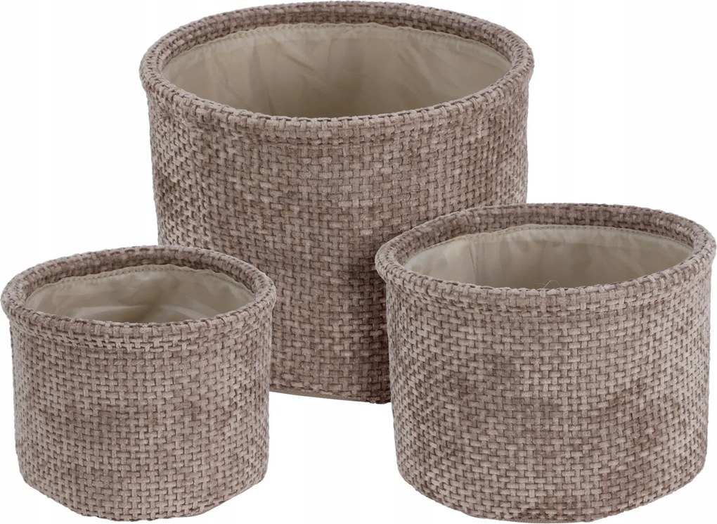 Kerek Barna Tárolókosár Szett Poliészter Eva 3 Db-os