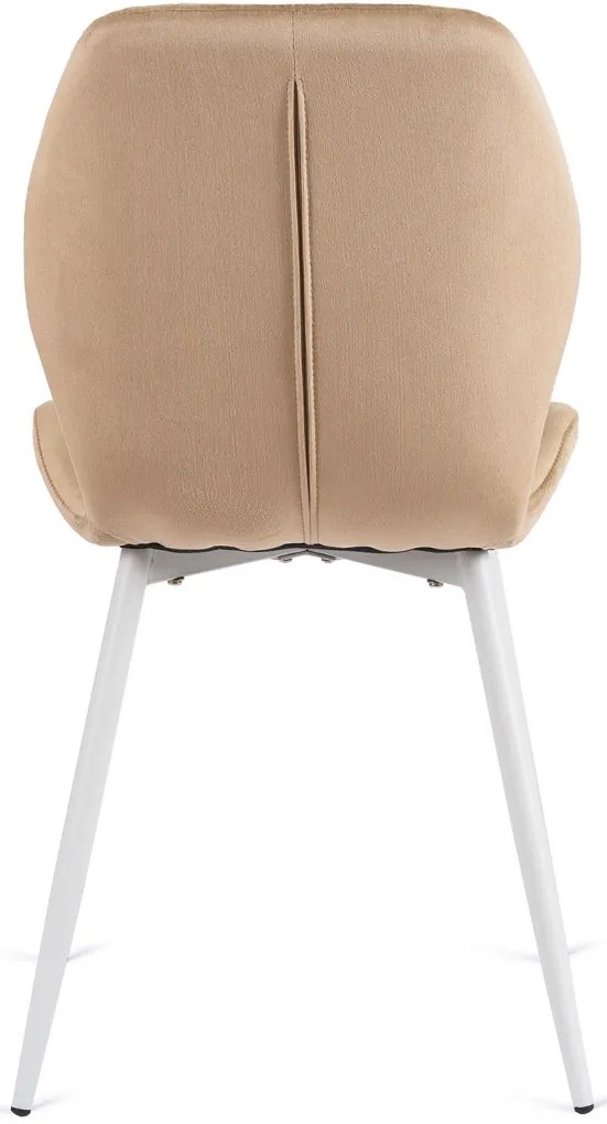 Bézs Bársony Étkezőszék Fehér Lábakkal. LUCKY