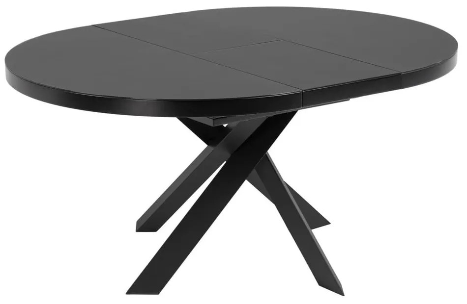 Fekete kerek bővíthető étkezőasztal üveg asztallappal ø 160 cm Vashti – Kave Home