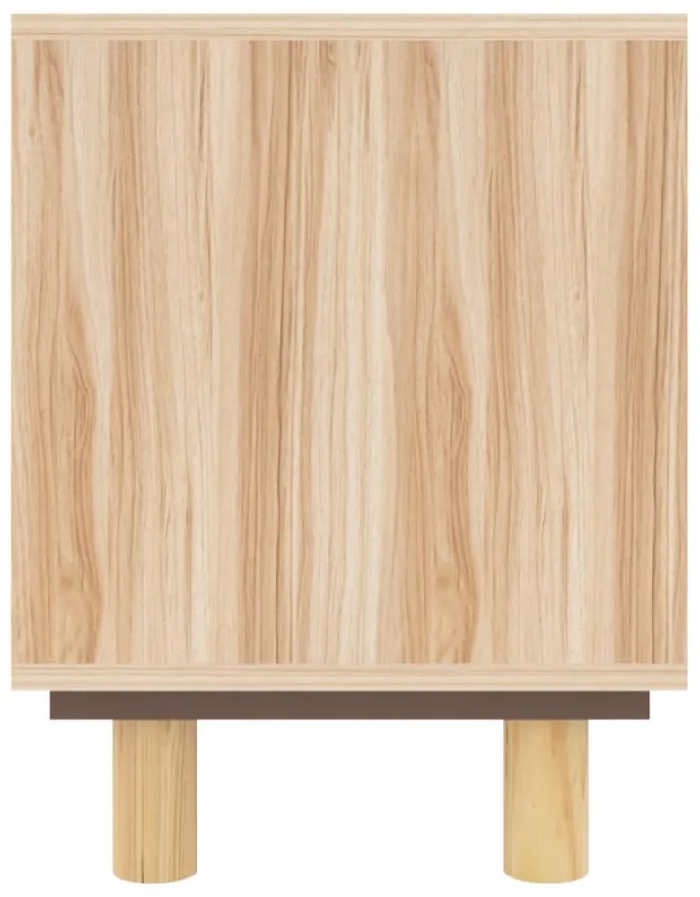 barna fenyőfa és természetes rattan TV-szekrény 105x30x40 cm