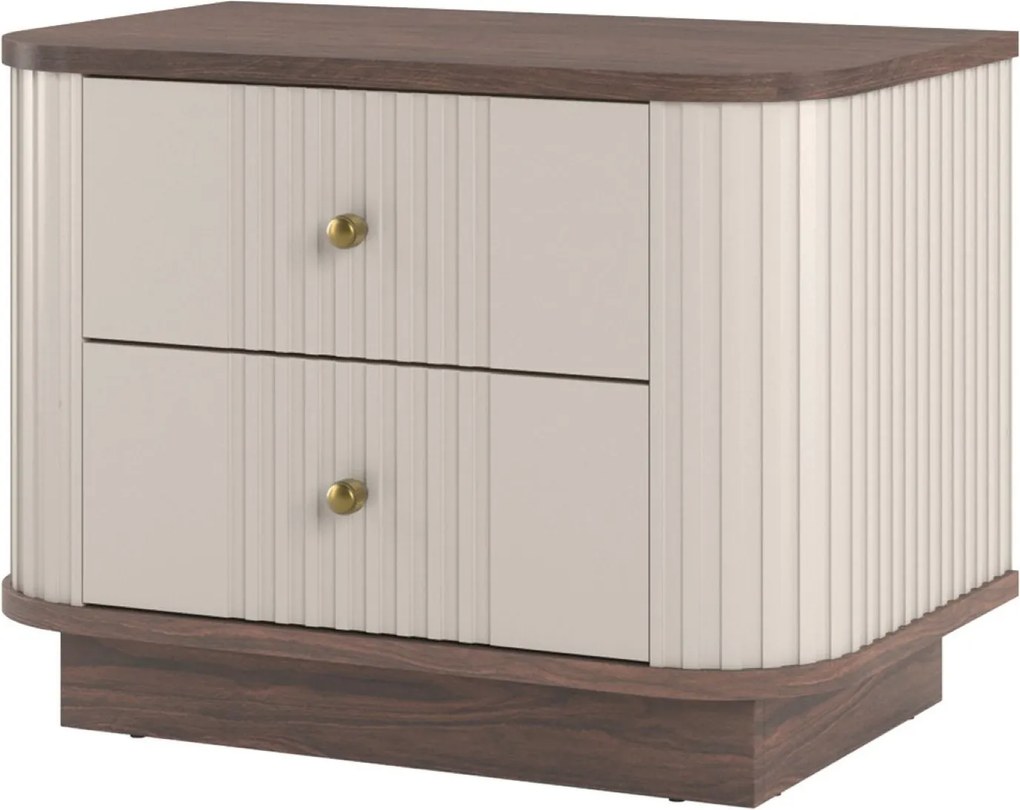 Vesper éjjeliszekrény szett 56 cm - kasmír / dió / arany fogantyúk