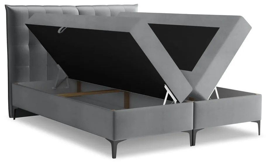 Szürke ágyneműtartós boxspring ágy 140x200 cm Mikana – Makamii