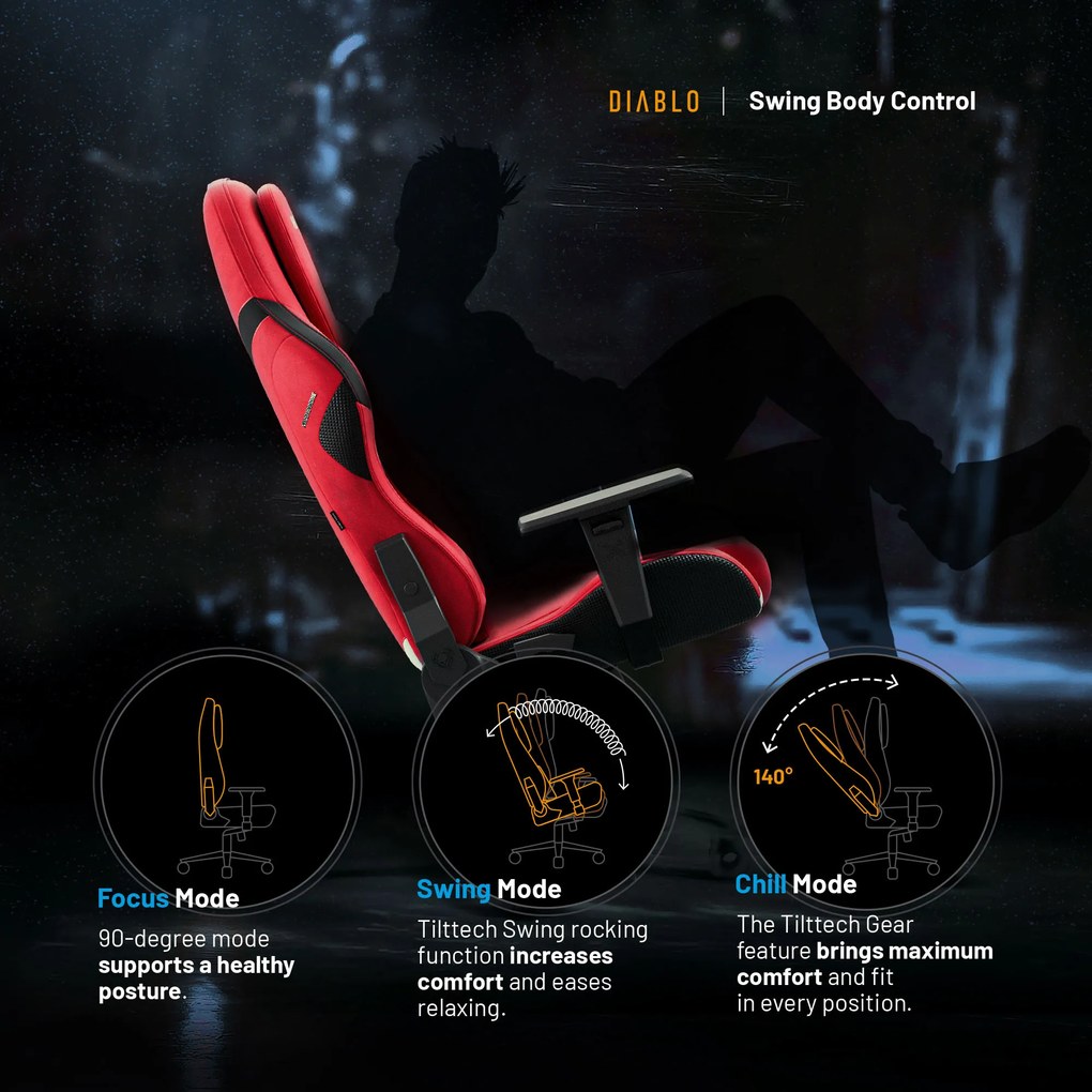 Gamer szék Normal Size, piros-fekete: Diablo X-One Prime Bloody Mary