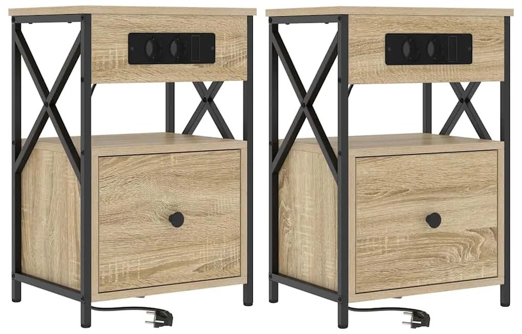 Éjjeliszekrény 2 pcs sonoma tölgy 40 x 31 x 60 cm Faanyag