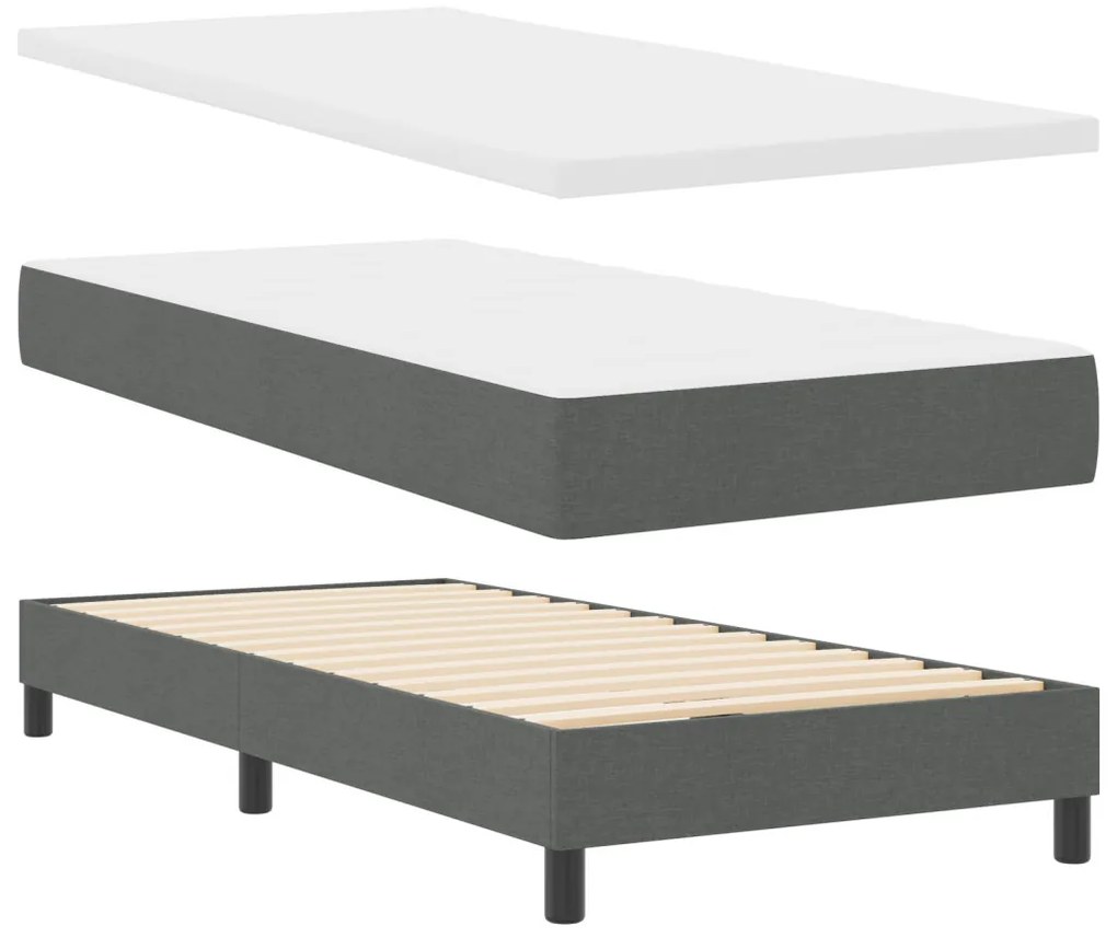 Box Spring Ágy Matraccal és LED Sötétszürke 120x190 cm Szövet