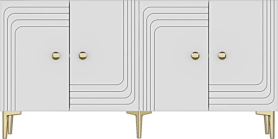 Lessi komód, fehér-arany, 150 cm