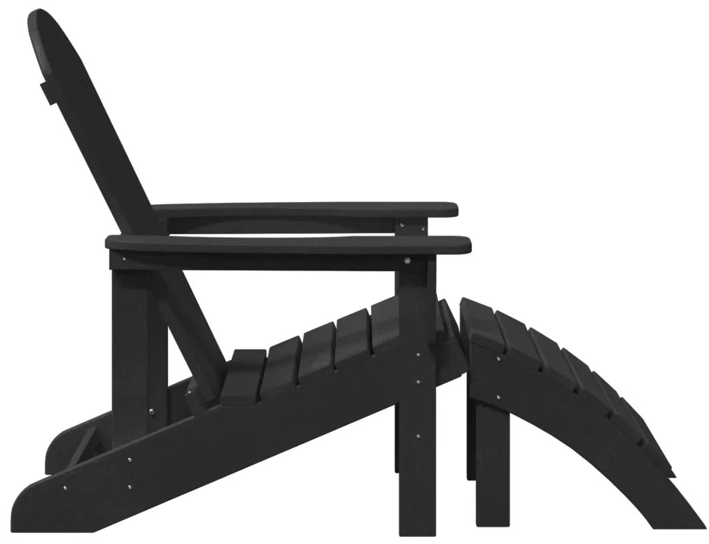 Adirondack szék lábtartókkal 2 db Fekete HDPE