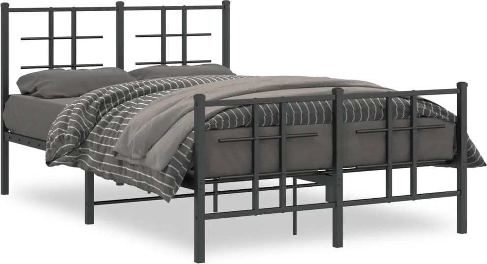 vidaXL fekete fém ágykeret fej- és lábtámlával 120 x 190 cm
