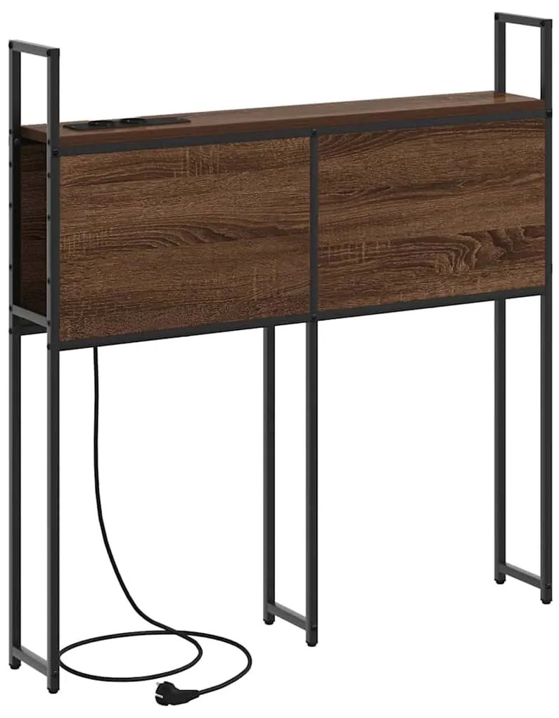 Tárolós Fejtámla Töltő Állomással barna tölgy 75 cm Faanyag