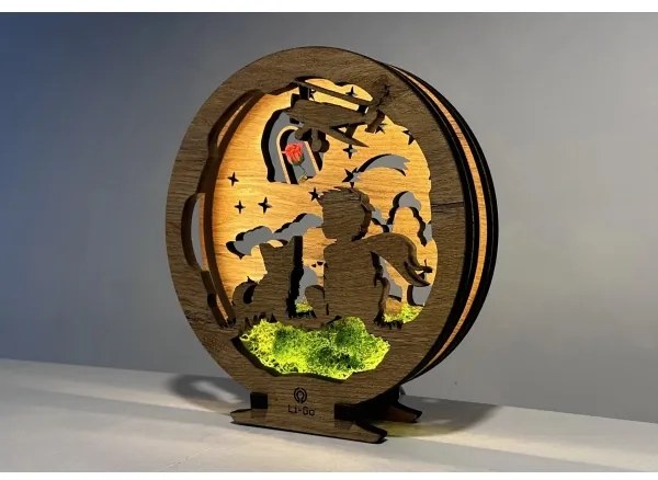 Li-Go 23634/DUB2 - Dimmelhető LED asztali dekoráció LED/12W/230V 20x22 cm tölgy