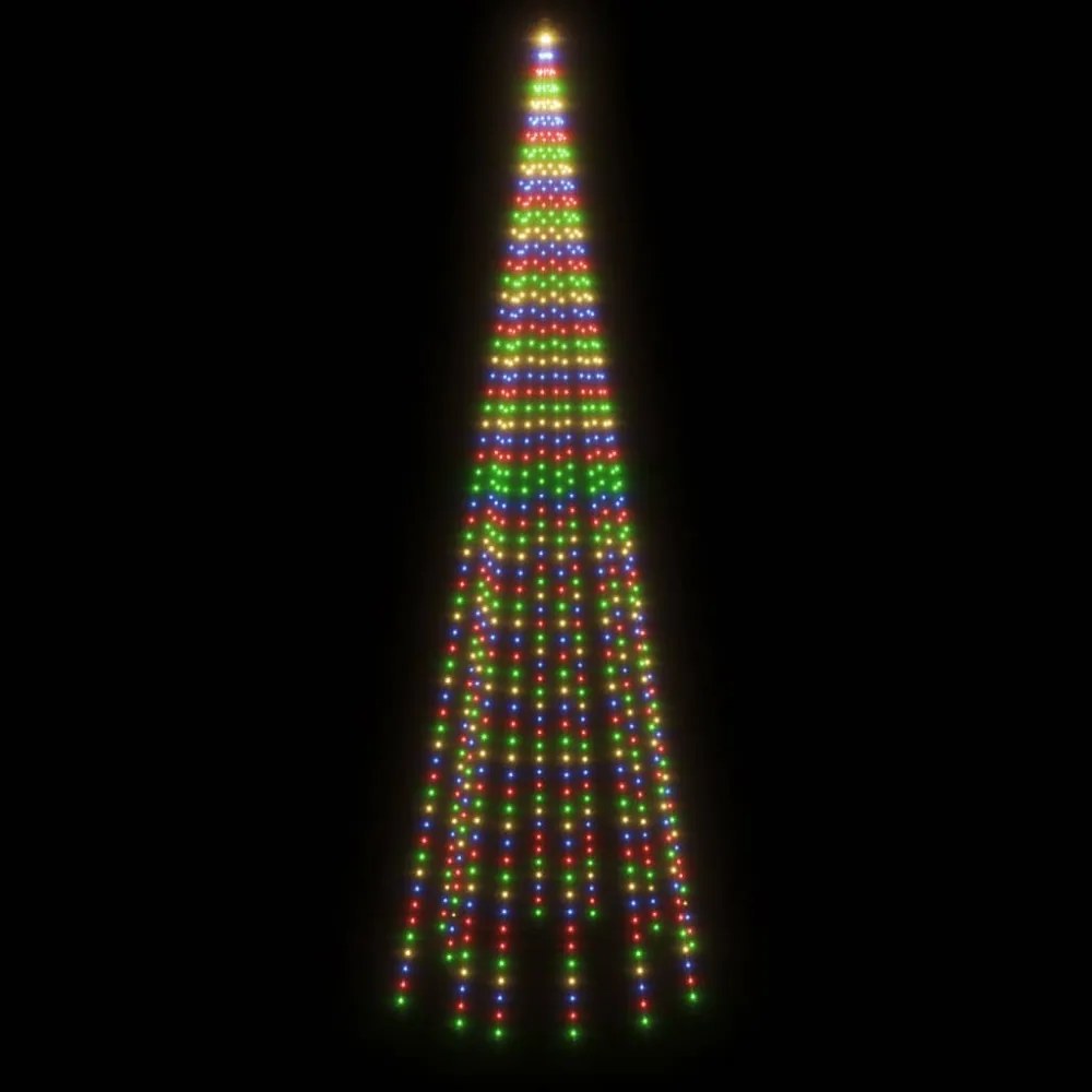 karácsonyfa zászlórúdon 732 színes LED-del 500 cm