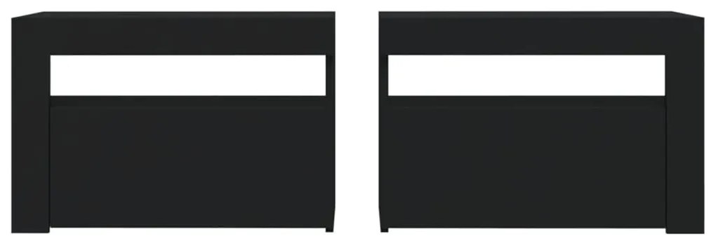 2 db fekete éjjeliszekrény LED-del 60 x 35 x 40 cm
