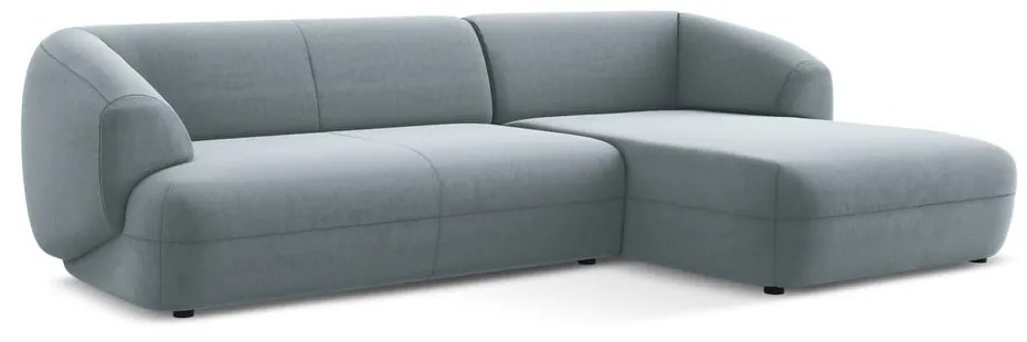 Világoskék bársony sarokkanapé (jobb oldali) Moana – Makamii