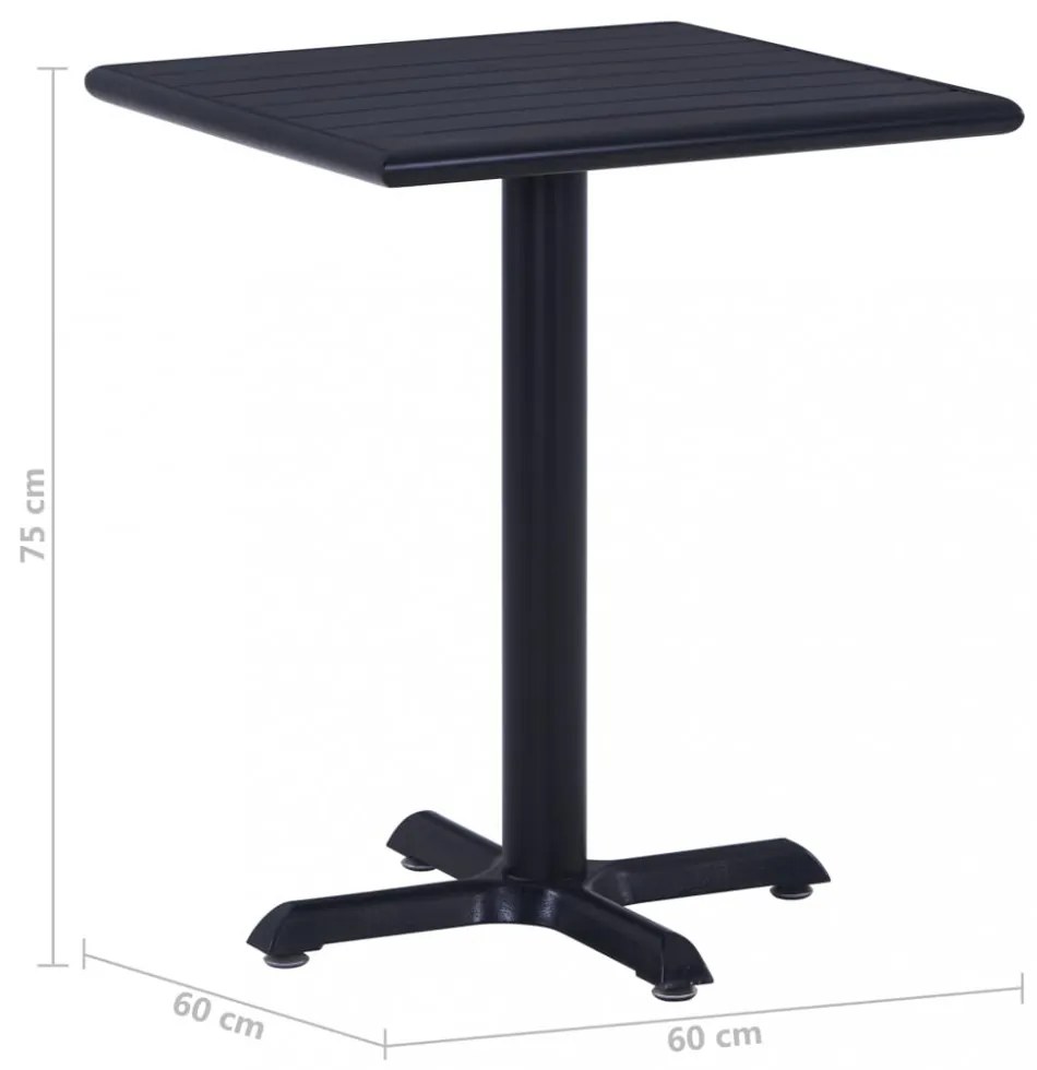fekete kerti asztal 60 x 60 x 75 cm