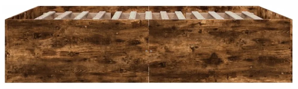 füstös tölgy színű szerelt fa ágykeret 150 x 200 cm