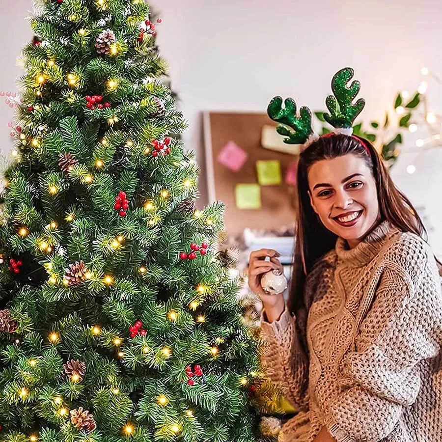 LED-es műfenyő több típusban, melegfehér-100 LED-es, 120 cm