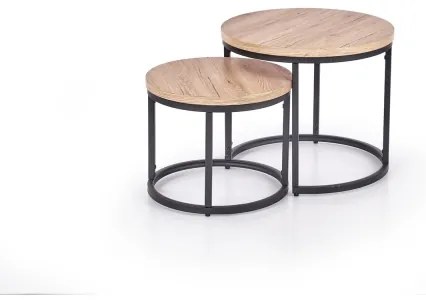 2 db JENO dohányzóasztal szett, tölgy/fekete